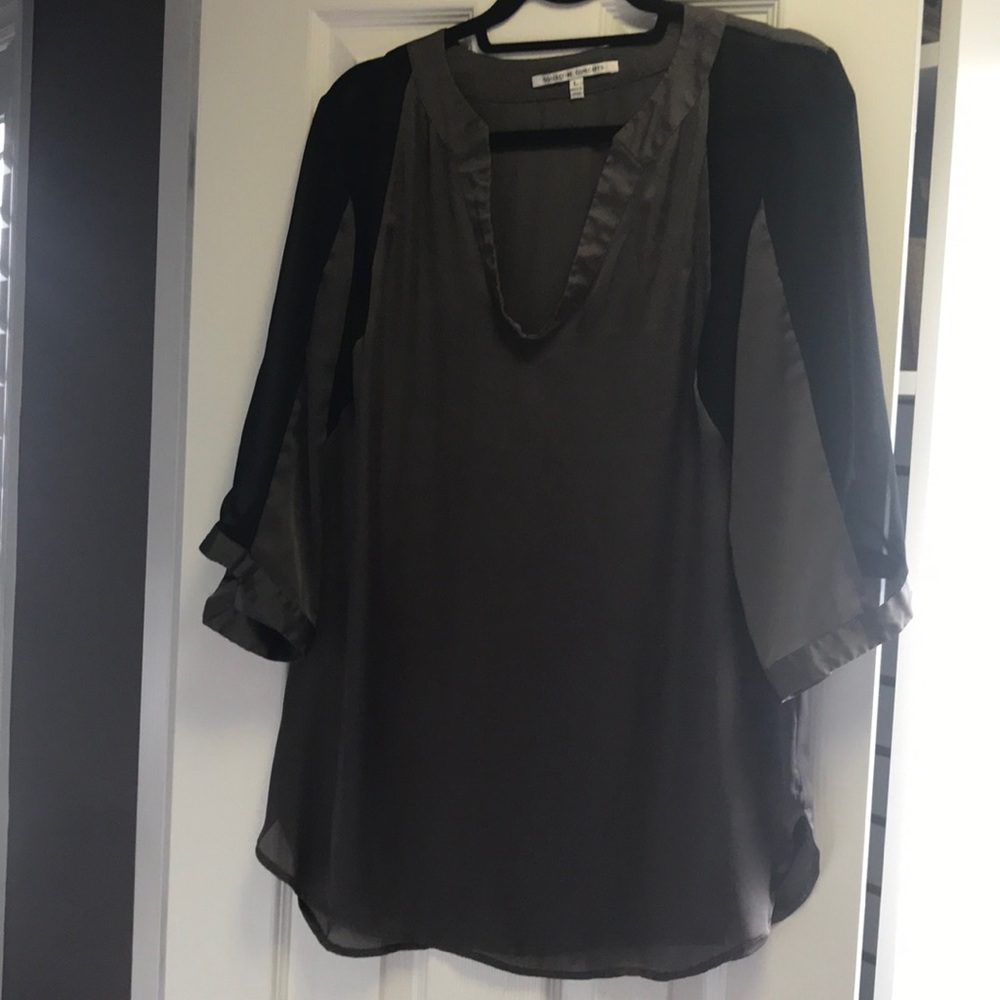 Gray and black blouse